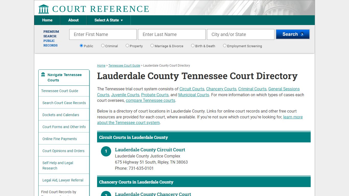 Lauderdale County Tennessee Court Directory ...